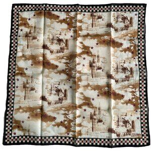 Jean Paul Gaultier Vintage Statement Scarf – Architectural Motif Sepia Tones
